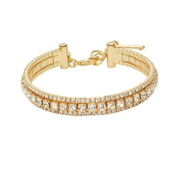 Jewelry - Elegant Gold Bracelet with Crystals Accents